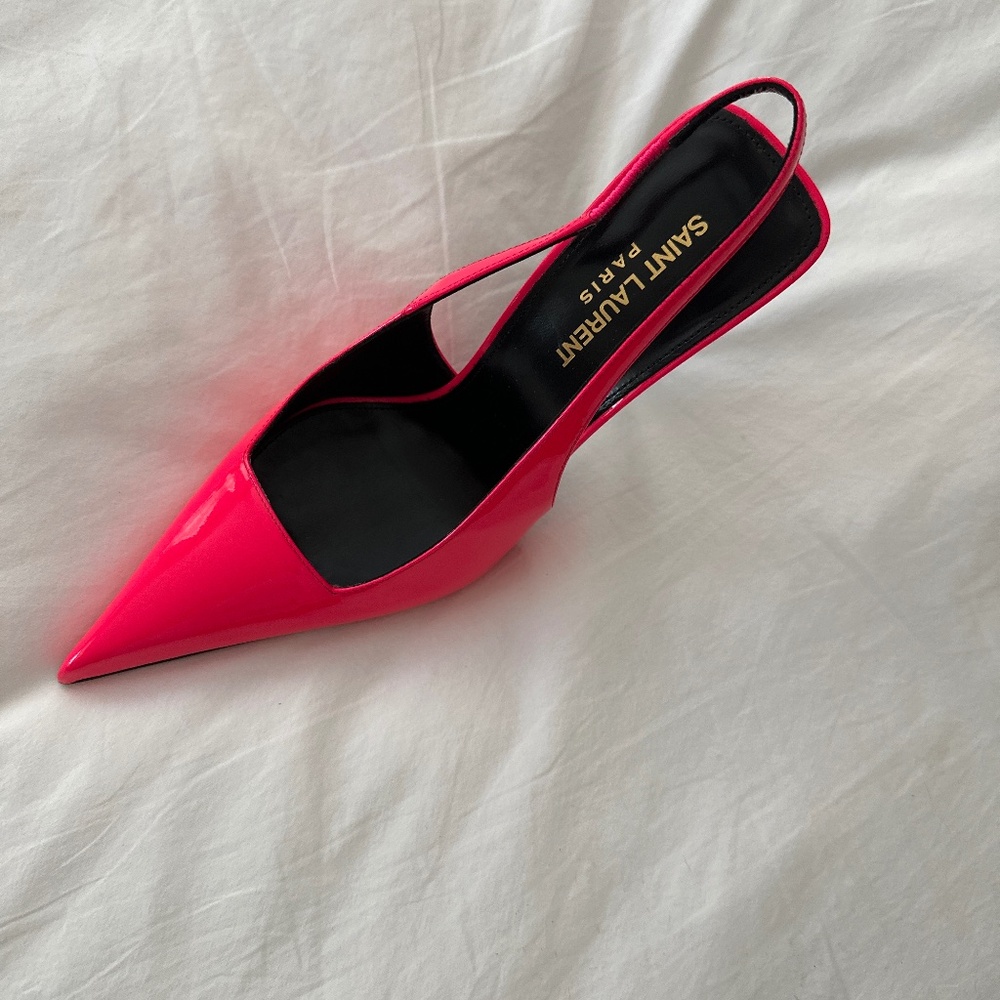 NWT SAINT LAURENT KISS SLINGBACK HEELS - PINK